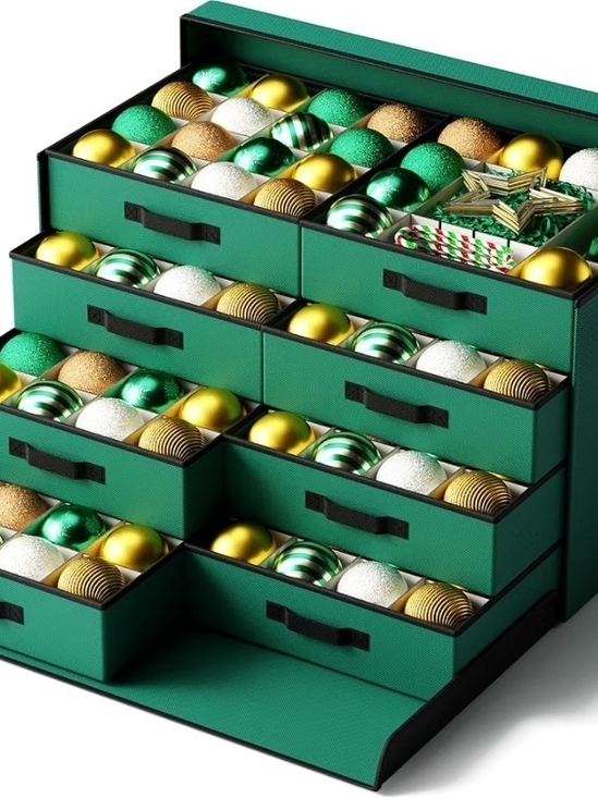 Other - Green Holiday Ornament Storage Organizer with Drawers
